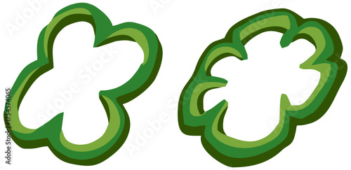 Two Sweet Pepper Slices Illustration. Editable Color Vector