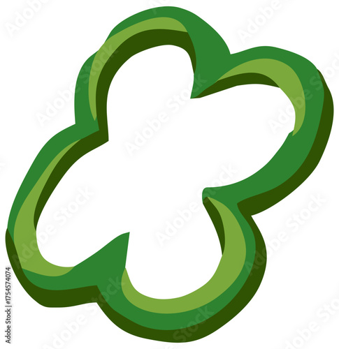 Green Bell Pepper Slice. Editable Color Vector