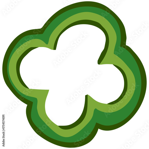 Green Bell Pepper Rings Illustration. Editable Color Vector