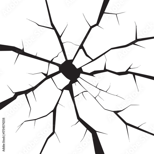 Vector art of cracked surface with radiating lines