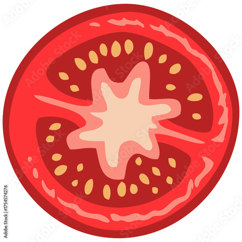 Tomato Slice Illustration. Editable Color Vector