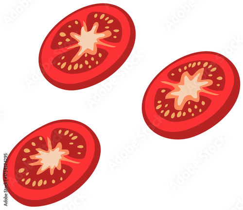 3 Tomato Slices Illustration. Editable Color Vector