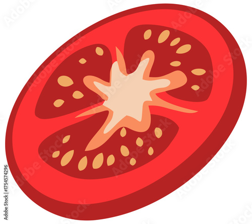 Tomato Slice Food Illustration. Editable Color Vector