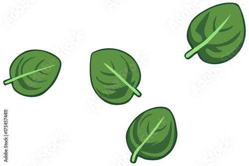 Spinach Leaves Pizza Ingredient Illustration. Editable Color Vector