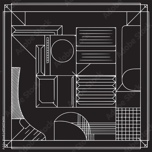Vector art of abstract blueprint of interior space design