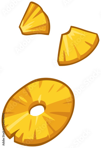 Pineapple Pizza Topping Illustration. Editable Color Vector