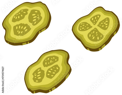 Pickles Vector for Burger and Pizza Design. Editable Color Vector