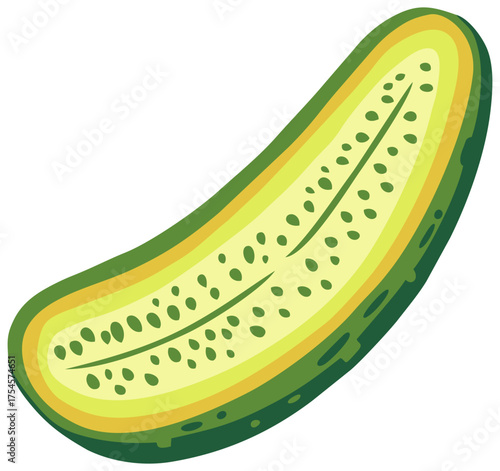 Pickled Cucumber Slice for Sandwich and Burger Design. Editable Color Vector