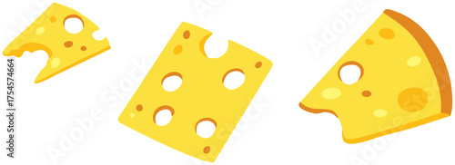 Cheese Slices for Pizza and Sandwich Design. Editable Color Vector