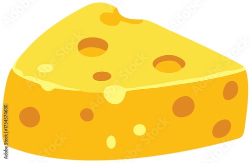 Cheese Block for Pizza Ingredient Design. Editable Color Vector