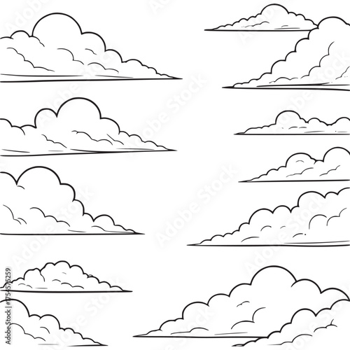 Vector art of set of cartoon clouds