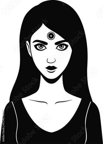 Beautiful portrait of a woman with stylish hair and makeup vector illustration
