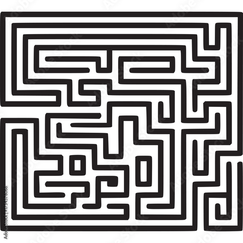 Vector art of abstract black maze on a light beige background