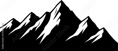 blue, ridge, mountain, silhouette, black, vector, clip art, illustration, design, peak, range, **snow**, nature, scenery, graphic, art, minimal, **jagged**, **rocky**, outline, vignetting, profile, ab