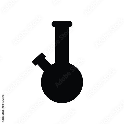 Black silhouette of a water pipe or bong on white background