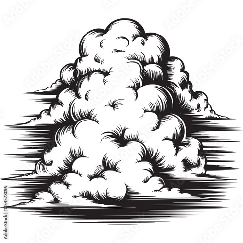 Vector art of stylized drawing of a large cumulus cloud