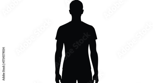 Silhouette of a man standing, representing a person or individual, isolated on a white background