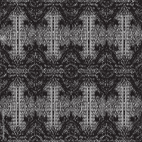 Vector art of textured fabric with a repeating damask pattern