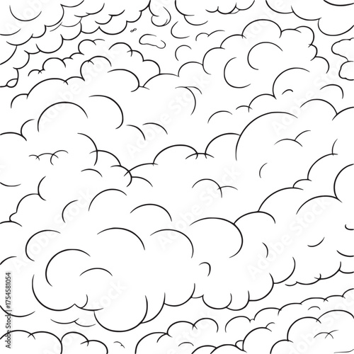 Vector art of stylized clouds in a comic book style