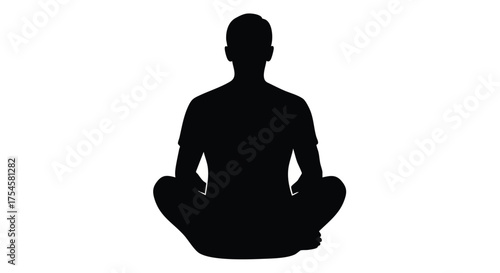 Silhouette of a Meditating Person Achieving Inner Peace and Calmness Through Focused Mindfulness and Quiet Contemplation