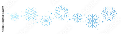 Blue snowflake border, winter wave pattern, holidays banner