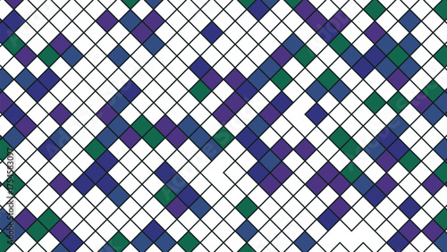 Colorful geometric diamond pattern background with white spaces and vibrant hues