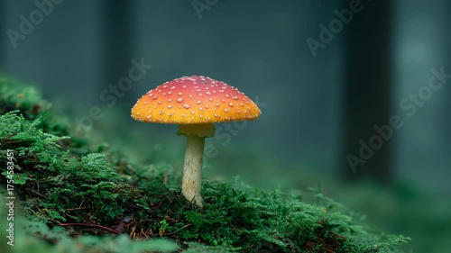 Red Fly Agaric Mushroom on Mossy Ground