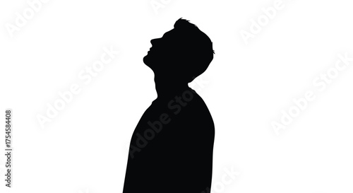Silhouette of a man looking up, symbolizing contemplation, hope, or seeking inspiration in a minimalist composition