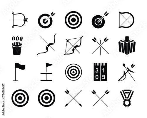 Vector illustration of archery and target sport icons