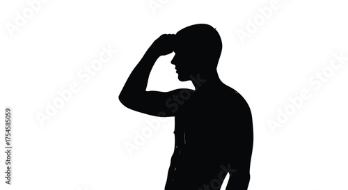 Silhouette of a Man Shielding Eyes from the Sun - Searching, Aspiration, Discovery