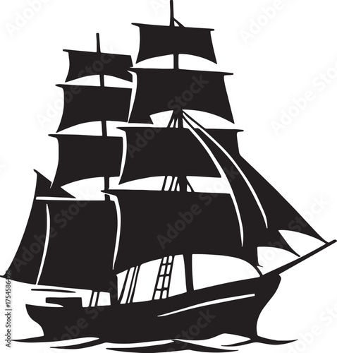 Sailboat Silhouette Vector Illustration