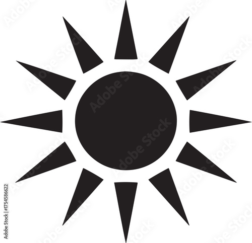 Bright Sun Icon Vector Illustration Representing Sunshine, Energy, and Warm Summer Day