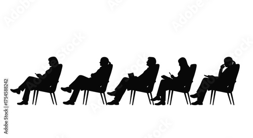 Silhouetted People Waiting in Chairs A Study in Patient Anticipation