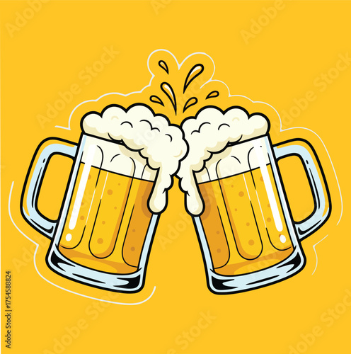 Beer cheers drink alcohol beverage toast celebration party pub bar foam glass mug lager ale craft beer