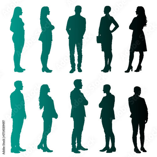 People Standing Gradient Silhouette Set