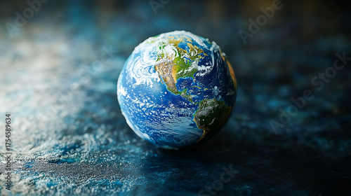 Digital World Globe with Connected Dots Representing Global Network and Communication — Planet Earth on Dark Background with Copy Space, Technology and Internet Concept