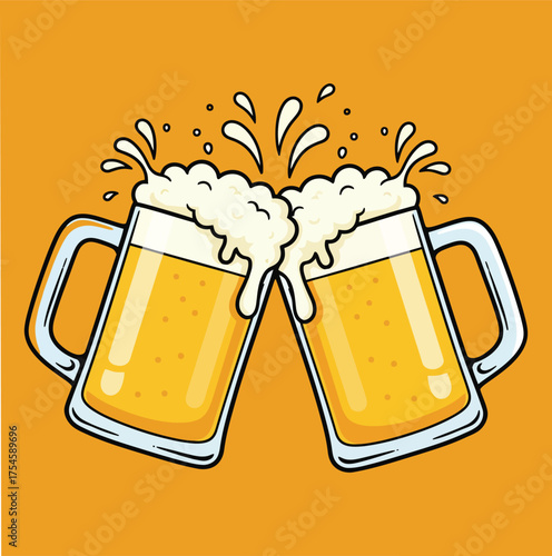 Beer Vector Design. Beer cheers celebration drink alcohol toast party friendship pub brewery beverage refreshment lager ale stout