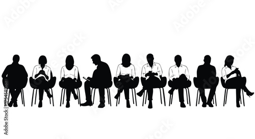 Silhouetted Individuals in Chairs A Representation of Diverse People and Waiting