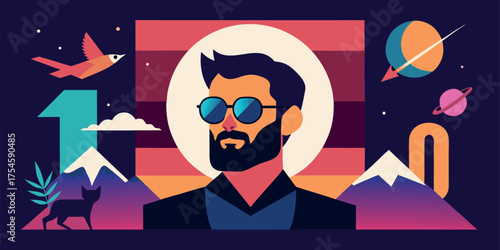 Vibrant maximalist digital collage banner design