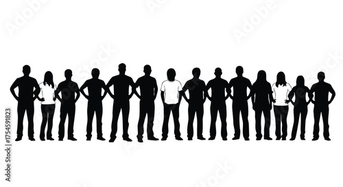 Silhouette Crowd Diverse Group of People Standing Together in Unity and Community