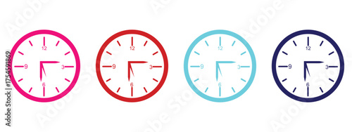Minimalist Red Clock Icon – 5:30 / 17:30 Time Symbol for UI, Apps & Video Overlays