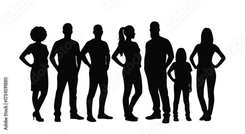 Diverse Group of Silhouetted People Standing Together
