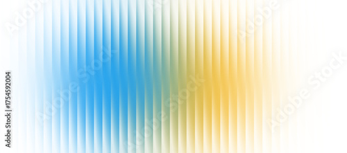 Futuristic ribbed glass gradient texture with blue and yellow refracted light, transparent morphism effect for modern digital design