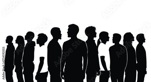 Silhouette Crowd Diverse Group of People Silhouetted Against a White Backdrop