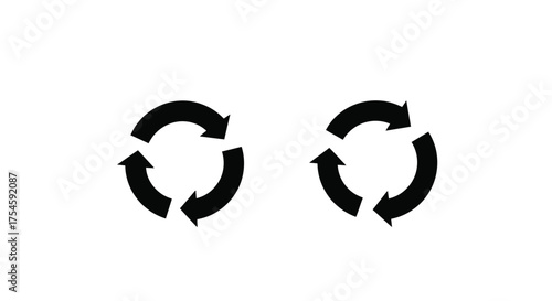 Two circular arrows depicting a continuous cycle of rotation and movement
