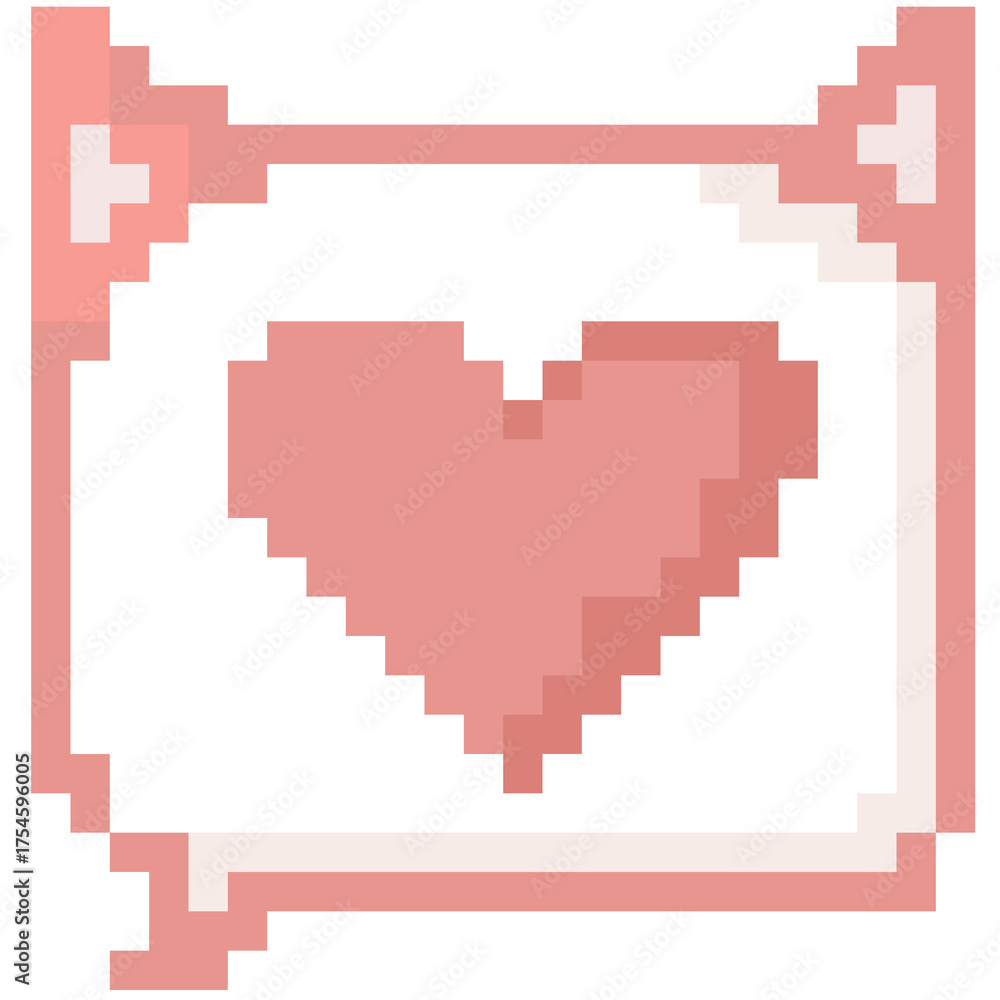 Fototapeta premium Pixel Art Heart Like Button Cat Head Shape Social Media Icon Illustration
