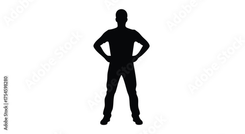 Silhouette of a man standing with hands on hips, representing confidence and readiness