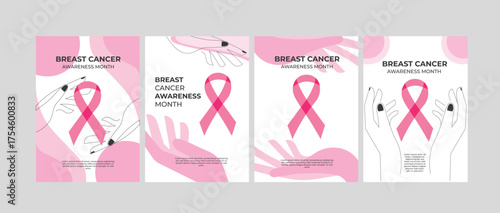 Breast cancer awareness month social media stories post design collection