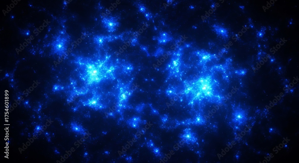 Fototapeta premium Vibrant blue nebula with glowing star clusters