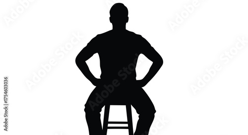 Silhouette of a person seated on a stool with hands on hips - Simple and effective graphic